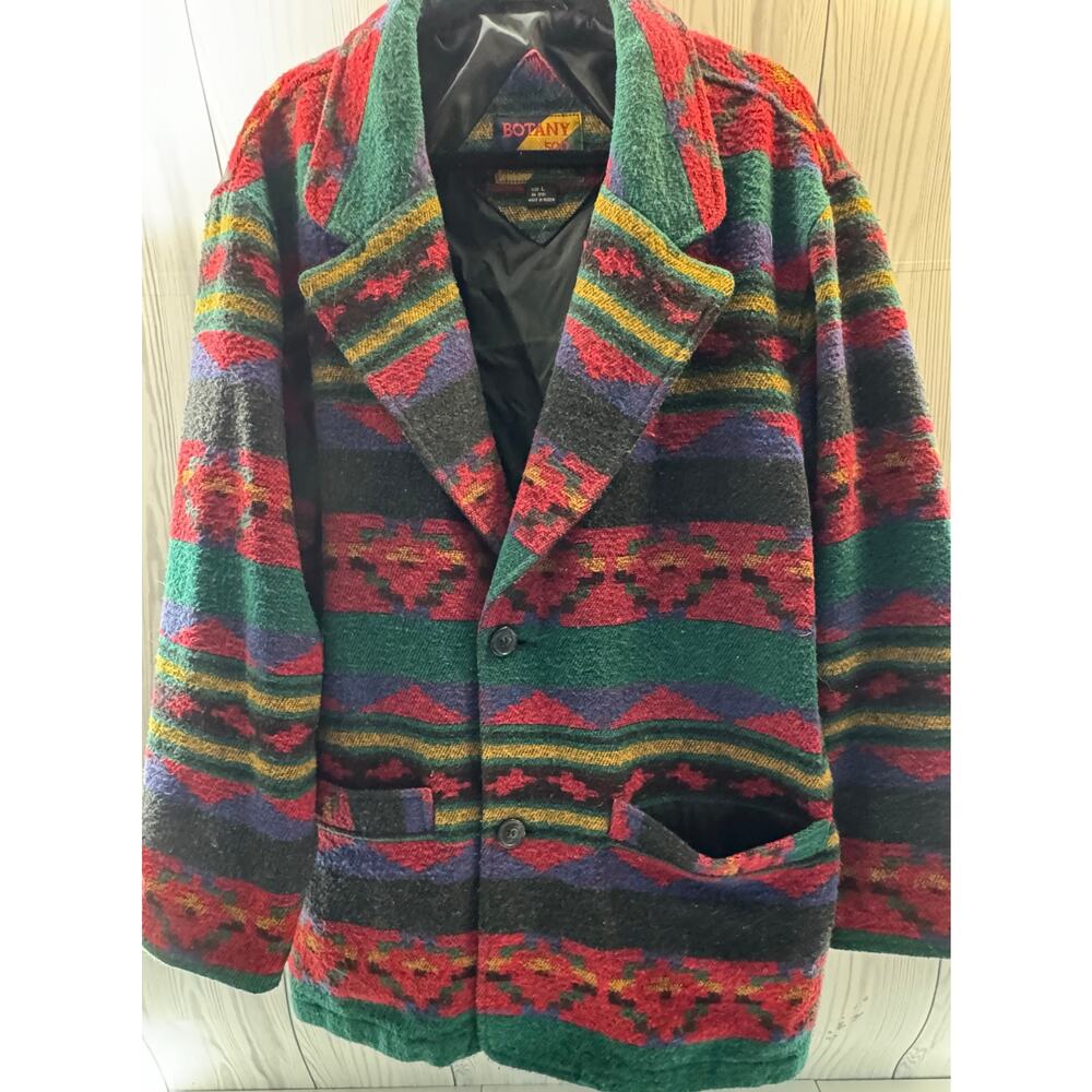 Vintage y2K Botany 500 Womens Jacket Large Colorful Southwest Aztec Wool Coat